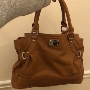 F&W style brown large purse with pink lining